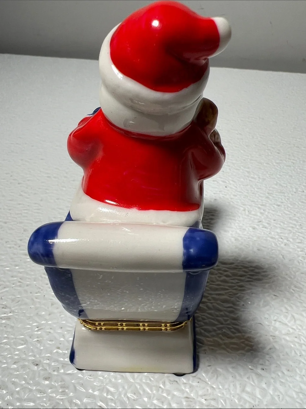 Festive Red Santa in Sleigh Ceramic Figurine Trinket Box